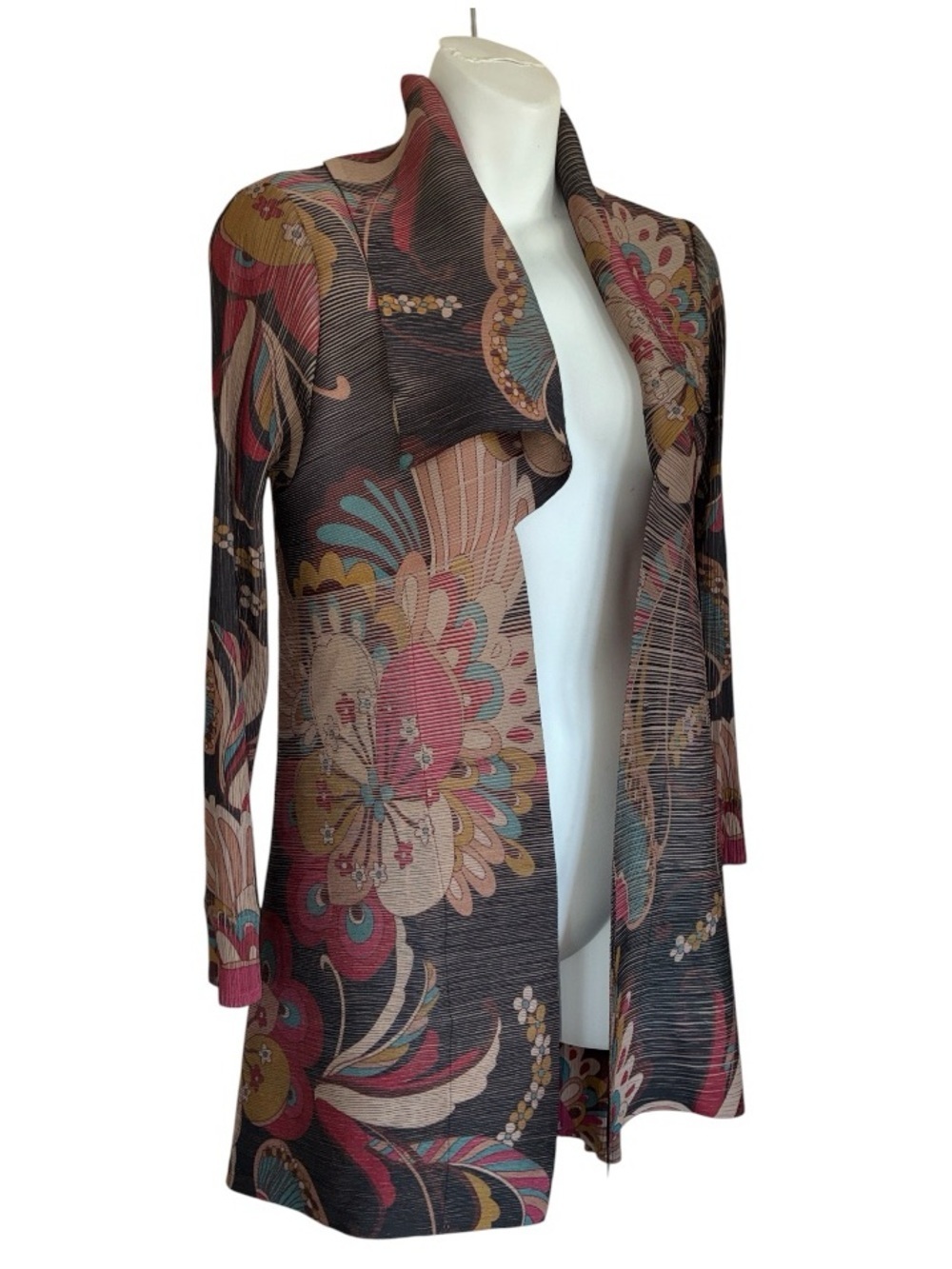 Pleats Collection  jacket, Women S, micro pleated floral, earth tones. Euc